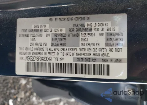 2015 Mazda Cx-5 Grand Touring from USA, damaged, VIN JM3KE2DY8F0480049